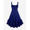 ROSE GAL Women Plus Size Victoria Gothic Lace Trim Lace-up Ruffled Cinched Ruched High Low Midi Dress(Blue_2)
