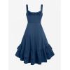 ROSE GAL Women Plus Size Victoria Gothic Lace Trim Lace-up Ruffled Cinched Ruched High Low Midi Dress(Blue_3)