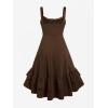 ROSE GAL Women Plus Size Victoria Gothic Lace Trim Lace-up Ruffled Cinched Ruched High Low Midi Dress(Coffee_2)