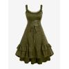 ROSE GAL Women Plus Size Victoria Gothic Lace Trim Lace-up Ruffled Cinched Ruched High Low Midi Dress(Green_1)