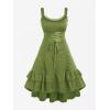ROSE GAL Women Plus Size Victoria Gothic Lace Trim Lace-up Ruffled Cinched Ruched High Low Midi Dress(Green_2)