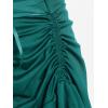 ROSE GAL Women Plus Size Victoria Gothic Lace Trim Lace-up Ruffled Cinched Ruched High Low Midi Dress(Green_3)