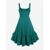 ROSE GAL Women Plus Size Victoria Gothic Lace Trim Lace-up Ruffled Cinched Ruched High Low Midi Dress(Green_3)