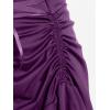 ROSE GAL Women Plus Size Victoria Gothic Lace Trim Lace-up Ruffled Cinched Ruched High Low Midi Dress(Purple_2)