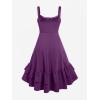 ROSE GAL Women Plus Size Victoria Gothic Lace Trim Lace-up Ruffled Cinched Ruched High Low Midi Dress(Purple_2)