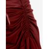 ROSE GAL Women Plus Size Victoria Gothic Lace Trim Lace-up Ruffled Cinched Ruched High Low Midi Dress(Red_1)