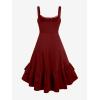 ROSE GAL Women Plus Size Victoria Gothic Lace Trim Lace-up Ruffled Cinched Ruched High Low Midi Dress(Red_1)