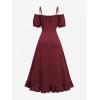 ROSE GAL Women Plus Size Victorian Renaissance Corset Fairy Cottagecore Cold Shoulder Costume Steampunk Dress(Red_1)
