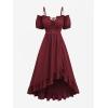 ROSE GAL Women Plus Size Victorian Renaissance Corset Fairy Cottagecore Cold Shoulder Costume Steampunk Dress(Red_1)
