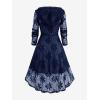 ROSE GAL Womens Plus Size 2pcs Witch Halloween Costume Gothic Lace Hooded Dress(Blue_1)