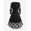 ROSE GAL Womens Plus Size 2pcs Witch Halloween Costume Gothic Lace Hooded Dress(Coffee)
