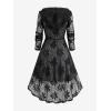 ROSE GAL Womens Plus Size 2pcs Witch Halloween Costume Gothic Lace Hooded Dress(Gray)