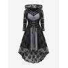 ROSE GAL Womens Plus Size 2pcs Witch Halloween Costume Gothic Lace Hooded Dress(Gray)