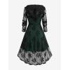 ROSE GAL Womens Plus Size 2pcs Witch Halloween Costume Gothic Lace Hooded Dress(Green)