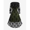 ROSE GAL Womens Plus Size 2pcs Witch Halloween Costume Gothic Lace Hooded Dress(Green_1)