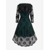 ROSE GAL Womens Plus Size 2pcs Witch Halloween Costume Gothic Lace Hooded Dress(Green_2)