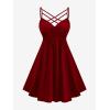ROSE GAL Womens Plus Size 2pcs Witch Halloween Costume Gothic Lace Hooded Dress(Red)