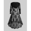ROSE GAL Womens Plus Size 2pcs Witch Halloween Costume Gothic Lace Hooded Dress(White)