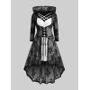 ROSE GAL Womens Plus Size 2pcs Witch Halloween Costume Gothic Lace Hooded Dress(White)