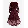 ROSE GAL Womens Plus Size 2pcs Witch Halloween Costume Gothic Lace Hooded Dress(Wine Red)