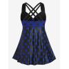 ROSE GAL Womens Plus Size Curve Cinched Polka Dot Crisscross Tankini Swimsuit Set(Blue_1)
