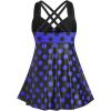 ROSE GAL Womens Plus Size Curve Cinched Polka Dot Crisscross Tankini Swimsuit Set(Blue_3)