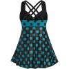ROSE GAL Womens Plus Size Curve Cinched Polka Dot Crisscross Tankini Swimsuit Set(Blue_4)