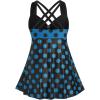 ROSE GAL Womens Plus Size Curve Cinched Polka Dot Crisscross Tankini Swimsuit Set(Blue_5)