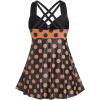 ROSE GAL Womens Plus Size Curve Cinched Polka Dot Crisscross Tankini Swimsuit Set(Coffee_1)