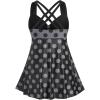ROSE GAL Womens Plus Size Curve Cinched Polka Dot Crisscross Tankini Swimsuit Set(Gray_1)