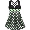 ROSE GAL Womens Plus Size Curve Cinched Polka Dot Crisscross Tankini Swimsuit Set(Green_1)