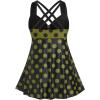 ROSE GAL Womens Plus Size Curve Cinched Polka Dot Crisscross Tankini Swimsuit Set(Green_2)