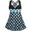 ROSE GAL Womens Plus Size Curve Cinched Polka Dot Crisscross Tankini Swimsuit Set(Light Blue_1)