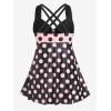 ROSE GAL Womens Plus Size Curve Cinched Polka Dot Crisscross Tankini Swimsuit Set(Pink_1)
