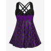 ROSE GAL Womens Plus Size Curve Cinched Polka Dot Crisscross Tankini Swimsuit Set(Purple_2)