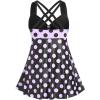 ROSE GAL Womens Plus Size Curve Cinched Polka Dot Crisscross Tankini Swimsuit Set(Purple_3)