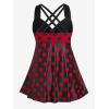 ROSE GAL Womens Plus Size Curve Cinched Polka Dot Crisscross Tankini Swimsuit Set(Red_1)