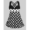 ROSE GAL Womens Plus Size Curve Cinched Polka Dot Crisscross Tankini Swimsuit Set(White_1)