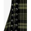 ROSE GAL Womens Plus Size Curve Lace Up Full Zipper Plaid Tank Tops Gothic Sleeveless Strap Tank Top(Army Green)