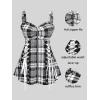 ROSE GAL Womens Plus Size Curve Lace Up Full Zipper Plaid Tank Tops Gothic Sleeveless Strap Tank Top(Black_5)