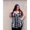 ROSE GAL Womens Plus Size Curve Lace Up Full Zipper Plaid Tank Tops Gothic Sleeveless Strap Tank Top(Black_5)