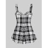 ROSE GAL Womens Plus Size Curve Lace Up Full Zipper Plaid Tank Tops Gothic Sleeveless Strap Tank Top(Black_5)