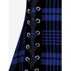 ROSE GAL Womens Plus Size Curve Lace Up Full Zipper Plaid Tank Tops Gothic Sleeveless Strap Tank Top(Deep Blue)