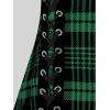 ROSE GAL Womens Plus Size Curve Lace Up Full Zipper Plaid Tank Tops Gothic Sleeveless Strap Tank Top(Green)