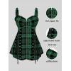 ROSE GAL Womens Plus Size Curve Lace Up Full Zipper Plaid Tank Tops Gothic Sleeveless Strap Tank Top(Green)