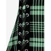 ROSE GAL Womens Plus Size Curve Lace Up Full Zipper Plaid Tank Tops Gothic Sleeveless Strap Tank Top(Light Green)