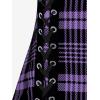 ROSE GAL Womens Plus Size Curve Lace Up Full Zipper Plaid Tank Tops Gothic Sleeveless Strap Tank Top(Light Purple)