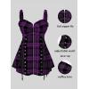 ROSE GAL Womens Plus Size Curve Lace Up Full Zipper Plaid Tank Tops Gothic Sleeveless Strap Tank Top(Purple)