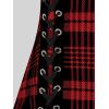 ROSE GAL Womens Plus Size Curve Lace Up Full Zipper Plaid Tank Tops Gothic Sleeveless Strap Tank Top(Red)