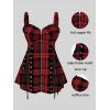 ROSE GAL Womens Plus Size Curve Lace Up Full Zipper Plaid Tank Tops Gothic Sleeveless Strap Tank Top(Red)